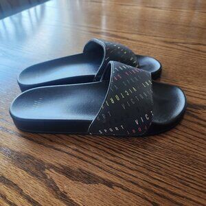 Victoria's Secret Sport Logo Black Slide Sandals Slippers Women's Large